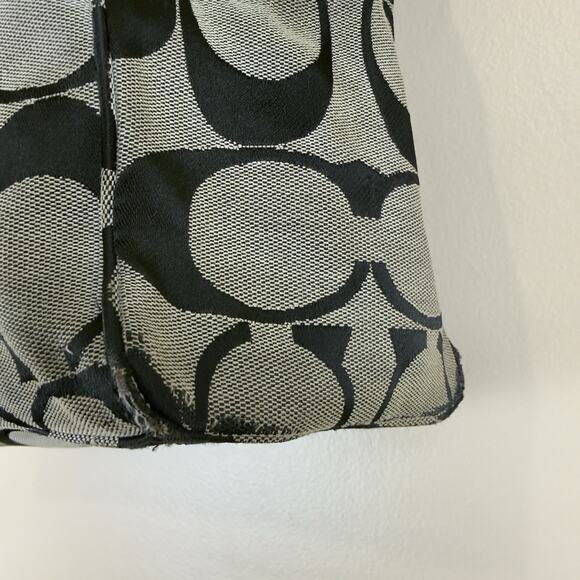 Coach Daisy Signature Tote Shoulder Bag Black Gray M Classic Style - Picture 12 of 15